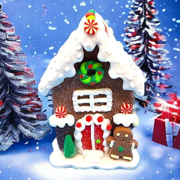 Gingerbread House Gingerbread Man Peppmermit Faux Cookie Frosted Glitter v2 - Picture 1 of 8
